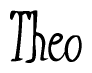 The image is of the word Theo stylized in a cursive script.