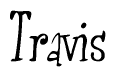 The image contains the word 'Travis' written in a cursive, stylized font.