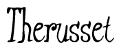 The image is a stylized text or script that reads 'Therusset' in a cursive or calligraphic font.
