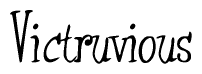 The image contains the word 'Victruvious' written in a cursive, stylized font.