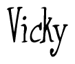 The image is of the word Vicky stylized in a cursive script.