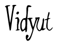   The image is of the word Vidyut stylized in a cursive script. 