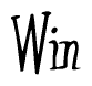 The image is a stylized text or script that reads 'Win' in a cursive or calligraphic font.