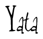 The image is a stylized text or script that reads 'Yata' in a cursive or calligraphic font.