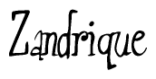 The image is of the word Zandrique stylized in a cursive script.