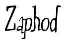 The image is of the word Zaphod stylized in a cursive script.