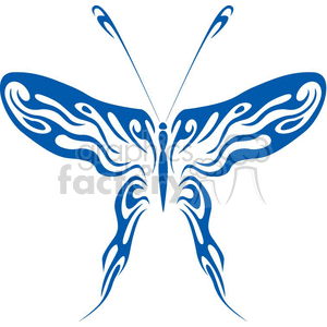 The image features a symmetrical tribal-style butterfly. The design is stylized with flowing lines and swirls that compose the wings and body of the butterfly, creating an aesthetic that could be used for various purposes including tattoos, vinyl decals, or graphical elements in art and design projects.