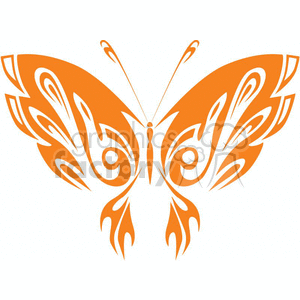 The image is a symmetrical, tribal-style design of a butterfly. It features bold and flowing lines that create an artistic representation of the insect's wings and body. The design is stylized and may be used for various decorative purposes, such as tattoos, vinyl decals, or graphic elements on various merchandise.