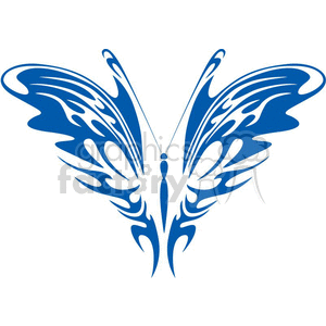 This is a symmetrical tribal tattoo design of a butterfly. The design is stylized and abstract, suitable for use as vinyl decals or as a tattoo template. The butterfly features intricate lines and swirls, creating an artistic and ornamental appearance.