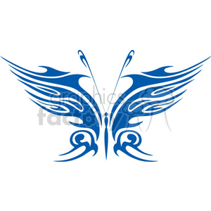 The image depicts a symmetrical tribal design in the shape of a butterfly. It features flowing lines and swirls that create the abstract silhouette of a butterfly, which is commonly used in tattoo art or as a vinyl decal.