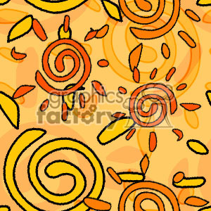 A vibrant, abstract clipart image featuring swirls, spirals, and leaf-like shapes in warm tones of orange and yellow. The design is playful and dynamic, with a feeling of movement and energy.