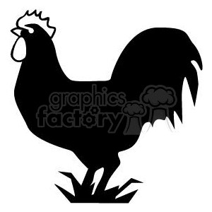 This clipart image features a silhouette of a rooster, which is often associated with farms and farming.