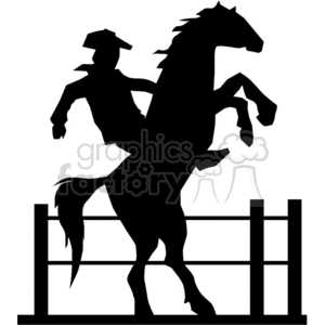 Cowboy Riding Bronco Silhouette for Vinyl Signage