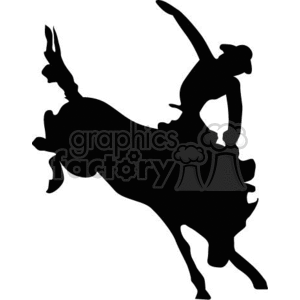 Silhouette of a cowboy riding a bucking bronco, suitable for western-themed vinyl signage or graphics.