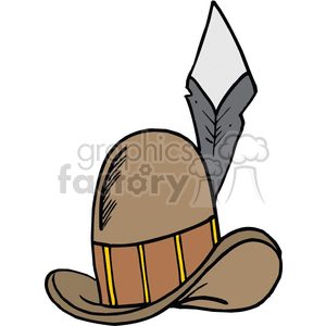 Clipart image of a brown pilgrim hat with a feather.