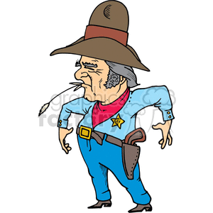 The clipart image shows a silhouette of a cowboy sheriff in a classic western attire wearing a hat, boots, and a gun.
