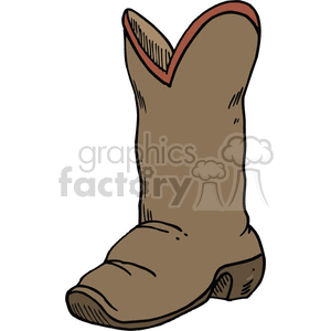 A clipart image of a brown cowboy boot with a slightly worn appearance.
