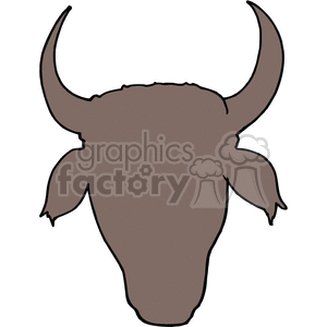 Clipart image of a buffalo head silhouette with prominent horns and ears.