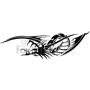 The image is a black and white clipart of a stylized dragon design, suitable for tattoos, vinyl cutting for signage or decoration.