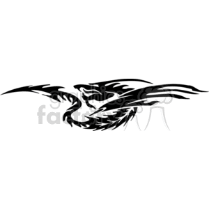 The image shows a black and white silhouette clipart of a stylized dragon. The dragon has its wings spread and appears to be in mid-flight with its body coiled, which creates a dynamic and flowing design. The style is bold and graphic, suitable for use as a tattoo design, vinyl cutter projects, or as signage artwork. It's a simple two-tone (black and white) design that would be easy to cut out of vinyl for various decorative purposes due to its clean lines and vinyl-ready quality.