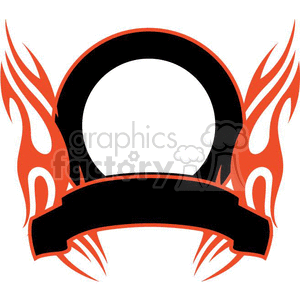 Flaming Circular Frame with Banner