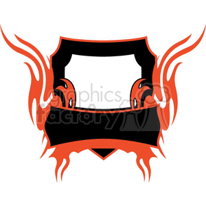 A stylized clipart frame with an orange flame design and a black banner across the bottom.