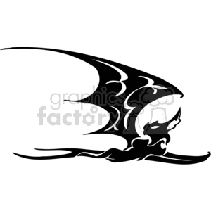 Black and white evil looking bat, full body side profile