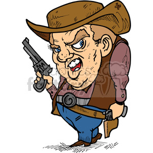 Funny Angry Cowboy Gunslinger Cartoon