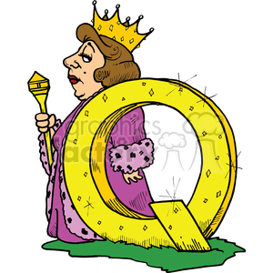 cartoon letter Q for Queen