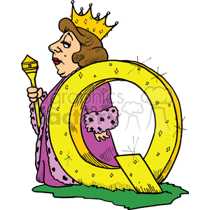 Cartoon letter Q for Queen