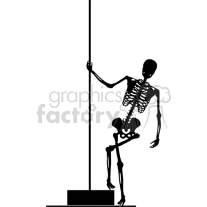 skeleton holding onto a pole