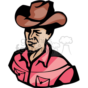 Western Cowboy with Hat and Red Shirt