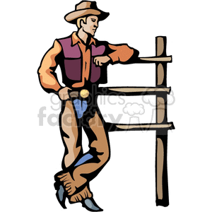 Western Cowboy Leaning on Fence