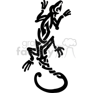 The image displays a stylized tribal design of a lizard. It is a monochromatic vector illustration, most likely created for vinyl cutting or similar purposes.