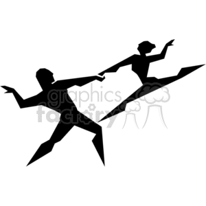 Clipart image of two abstract human figures holding hands while dancing.