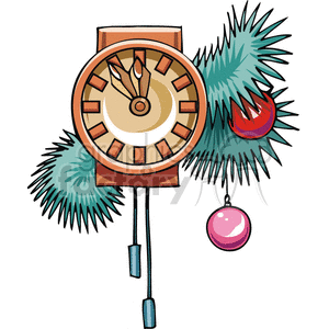 Christmas Wall Clock with Festive Decorations