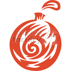 This clipart image features a stylized red Christmas ornament with swirling decorative patterns, resembling a festive bulb. The design is vinyl-ready, perfect for holiday decorations.