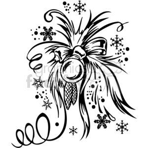 This clipart image features a decorative Christmas theme with snowflakes and a festive ribbon design. It includes intricate patterns suitable for vinyl cutting and holiday decorations.