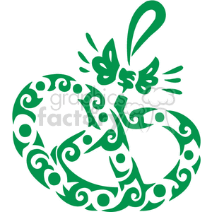 Ornate Green Pretzel Christmas Ornament Design