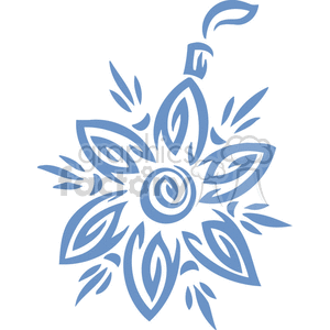 Stylized blue Christmas ornament clipart with intricate floral and leaf patterns, suitable for vinyl decorations.