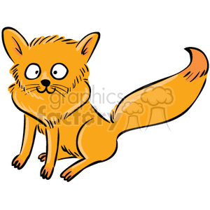 The image shows a cute, cartoon-style drawing of a baby fox. The fox is illustrated in a simple and exaggerated manner, typical of clipart, with large eyes and a big fluffy tail.