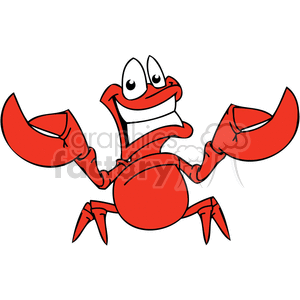 The clipart image shows a cartoon illustration of a red lobster with a comically large, toothy grin. Its eyes are bulbous and it has its claws raised in a seemingly cheerful or funny pose.