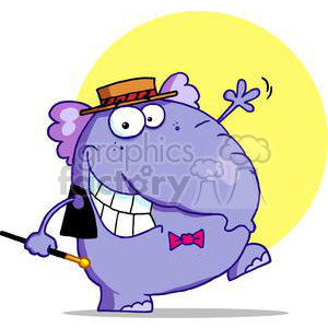 Cartoon Dancing Elephant with Hat and Cane