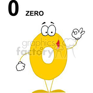 Funny Cartoon Character of Number Zero