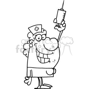 Grinning Nurse with Syringe in Slippers