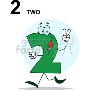 Funny Cartoon Character of Number Two