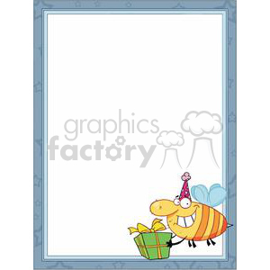 A Bee wearing a Party Hat with Gift in a Frame 
