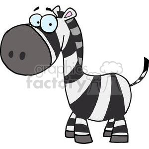 This clipart image features a cartoon zebra with a whimsical design. The character has a large, rounded snout, big blue eyes with a startled or surprised expression, and distinct black and white stripes across its body.