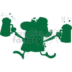 A Green Silhouette of Happy Woman Leprechaun With Two Pints of Ale