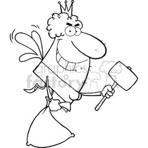 The Tooth Fairy Flying With A Mallet And Bag